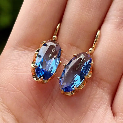 Pendientes Flor Azul Dorada | Golden (1/2)