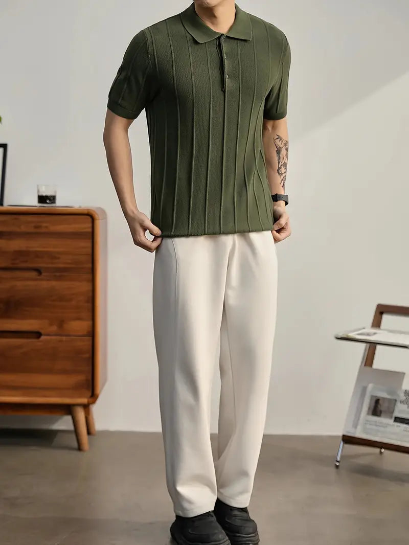 Leo Textured Knit Polo Shirt