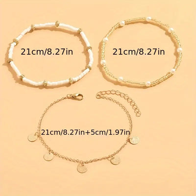 Set 3 Tobilleras por Capas Coastal Charm | Golden (5/5)