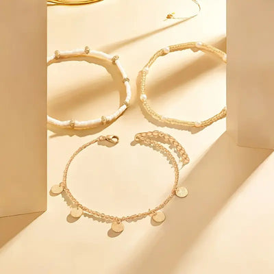 Set 3 Tobilleras por Capas Coastal Charm | Golden (3/5)