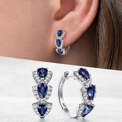 Pendientes Crest Zafiro Real | Golden Blanco (3/5)
