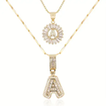 Pave letter initial necklace set | Golden Blanco