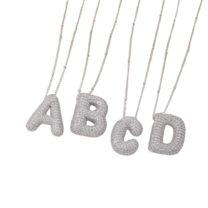 Bubble letter initial necklace set | Golden Blanco