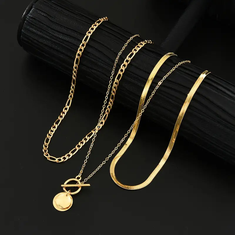 Collar Moneda Texturizada por Capas Savira | Golden (2/7)