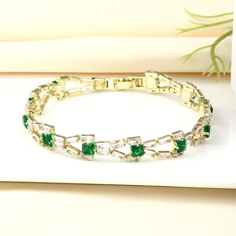 Pulsera de Tenis Verde Link | Golden (2/2)