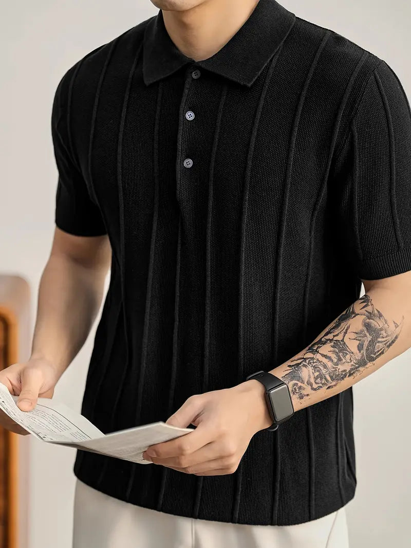 Leo Textured Knit Polo Shirt