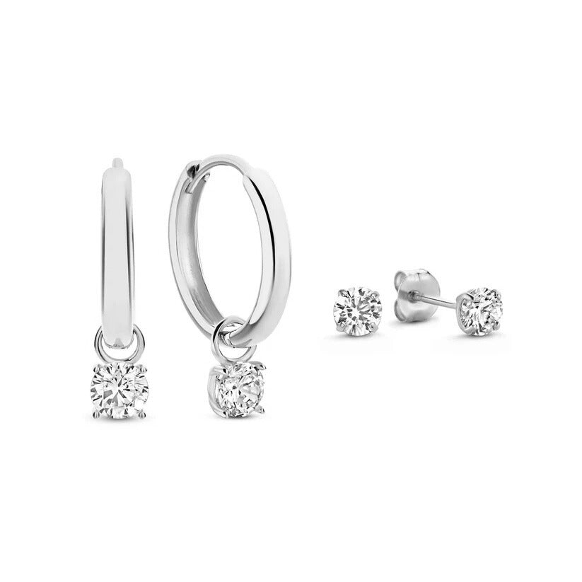 Larmes de Lune Stone Earrings Set | Golden Blanco