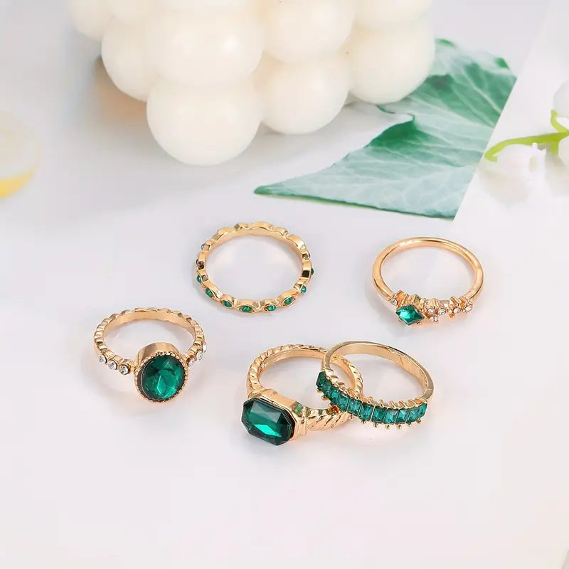 Set de Anillos Esmeralda Zarina | Golden (2/3)