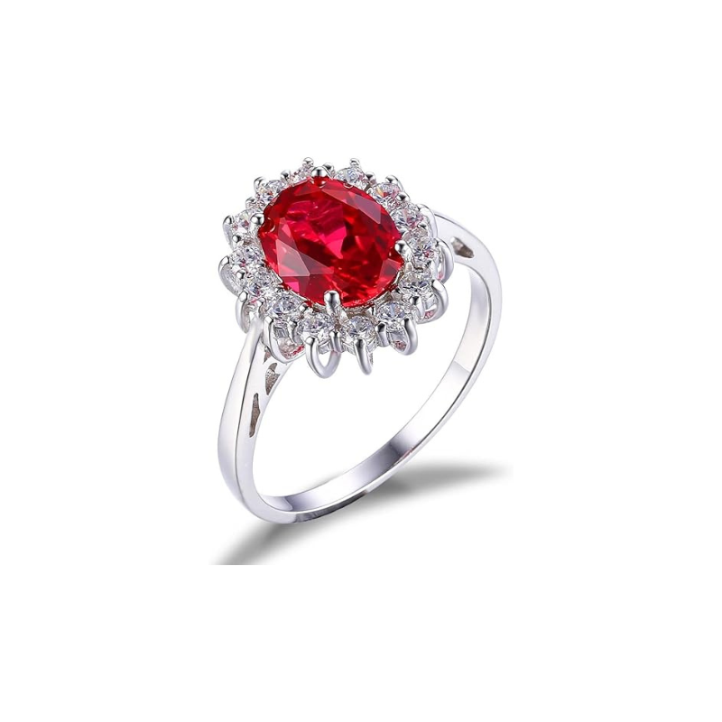 Anillo Halo Rubí Clásico | Golden Blanco