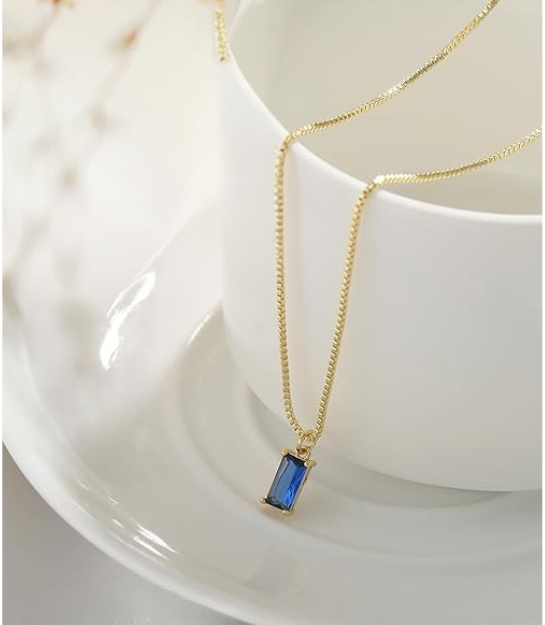 Collar Colgante Zafiro Minimalista | Golden Blanco
