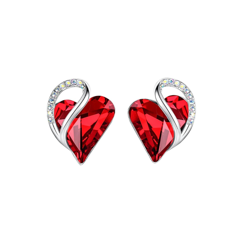Pendientes Studs Rubí Corazón Infinito | Golden Blanco