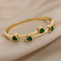 Pulsera Corazones Verde | Golden