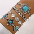 Set Pulseras Capas Piedra Cielo | Golden Blanco