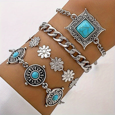 Set Pulseras Capas Piedra Cielo | Golden Blanco (1/3)
