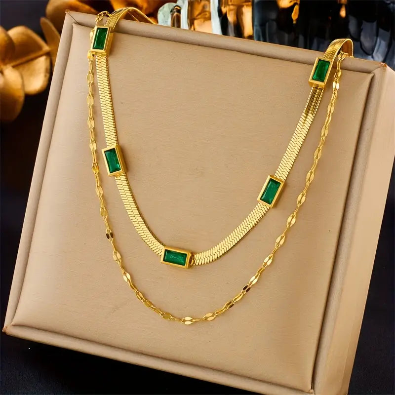 Collar Retro Doble Capa Sorella Gem | Golden