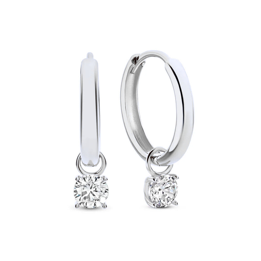 Larmes de Lune Stone Hoop Earrings | Golden Blanco