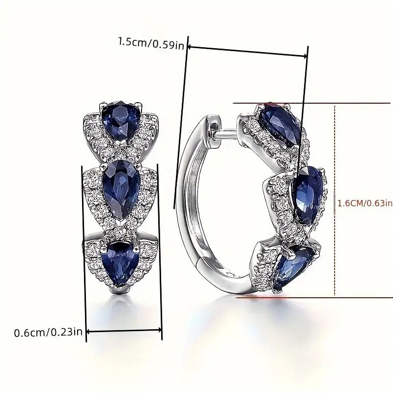 Pendientes Crest Zafiro Real | Golden Blanco