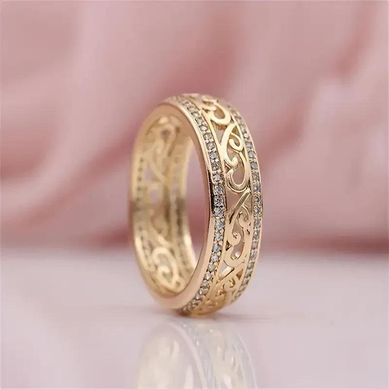 Anillo Dorado Hueco Brillante | Golden