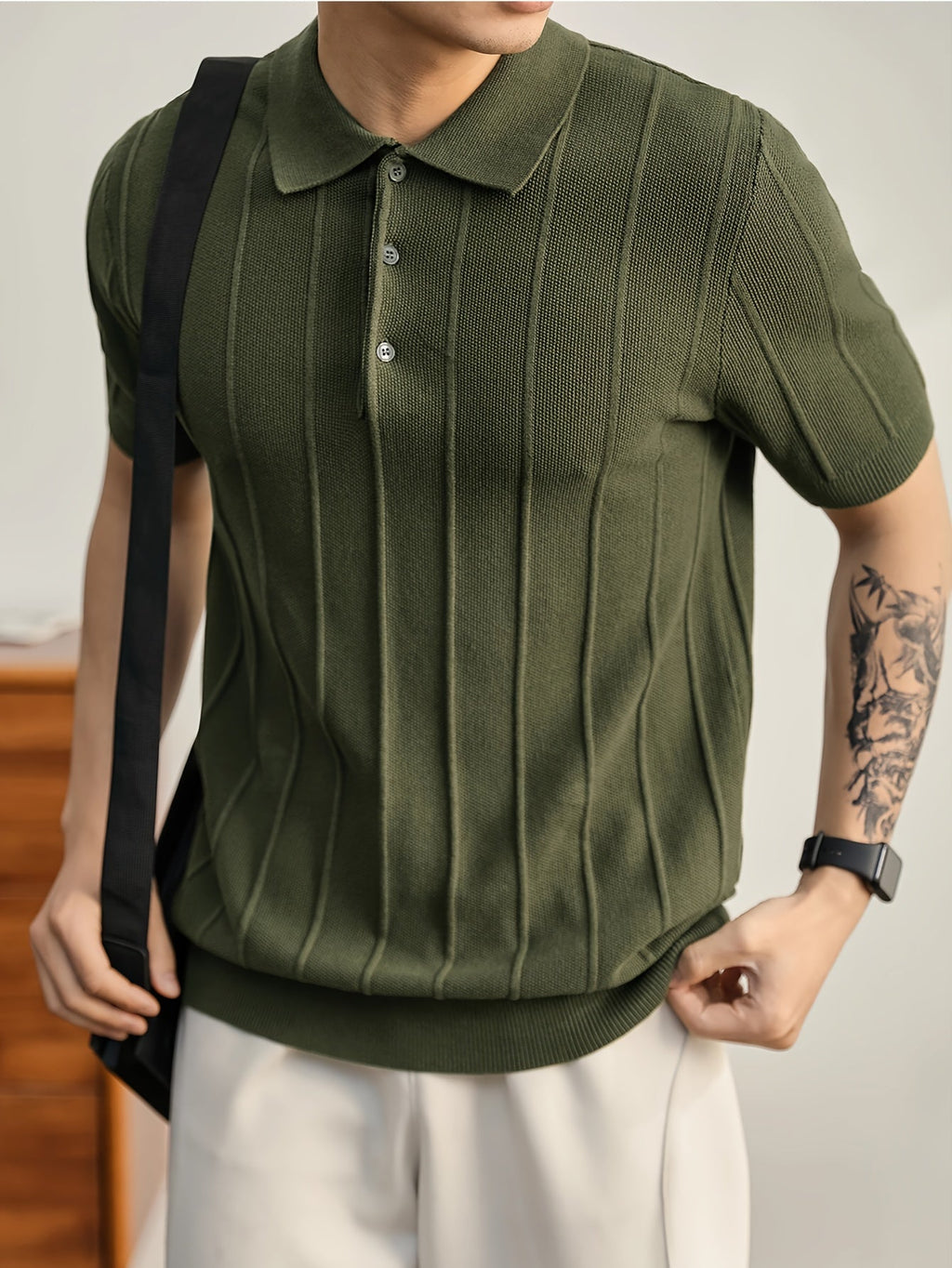 Leo Textured Knit Polo Shirt