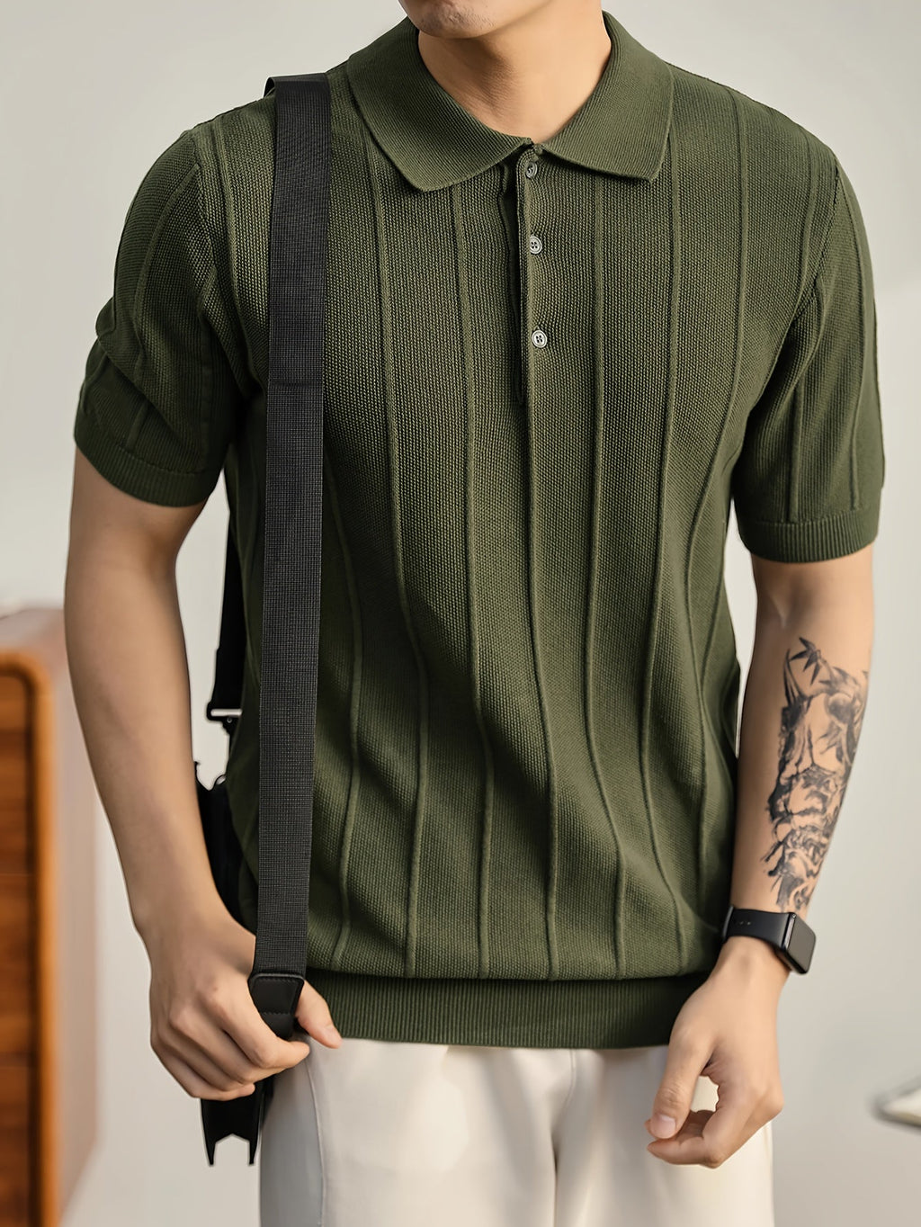 Leo Textured Knit Polo Shirt