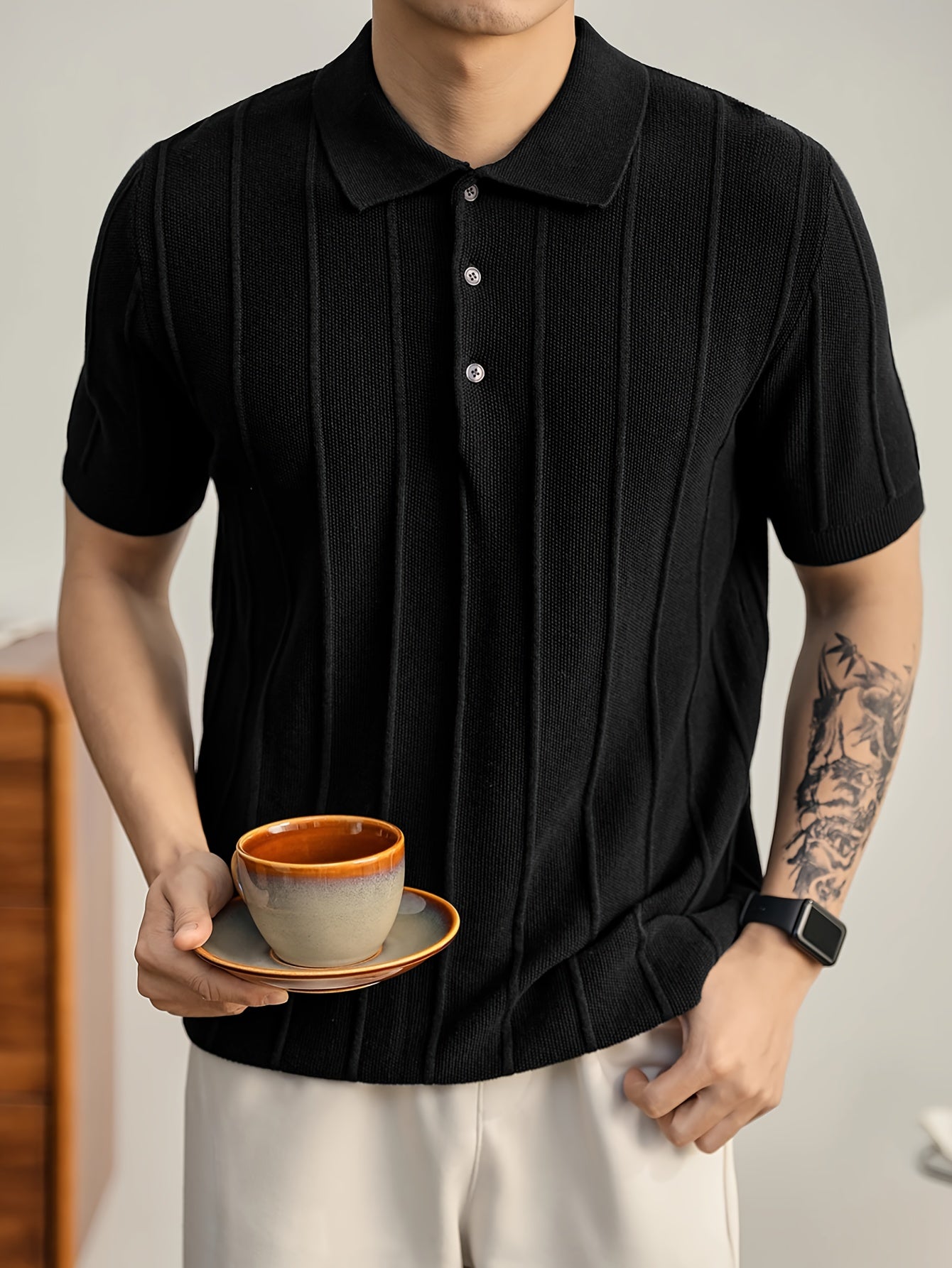 Leo Textured Knit Polo Shirt