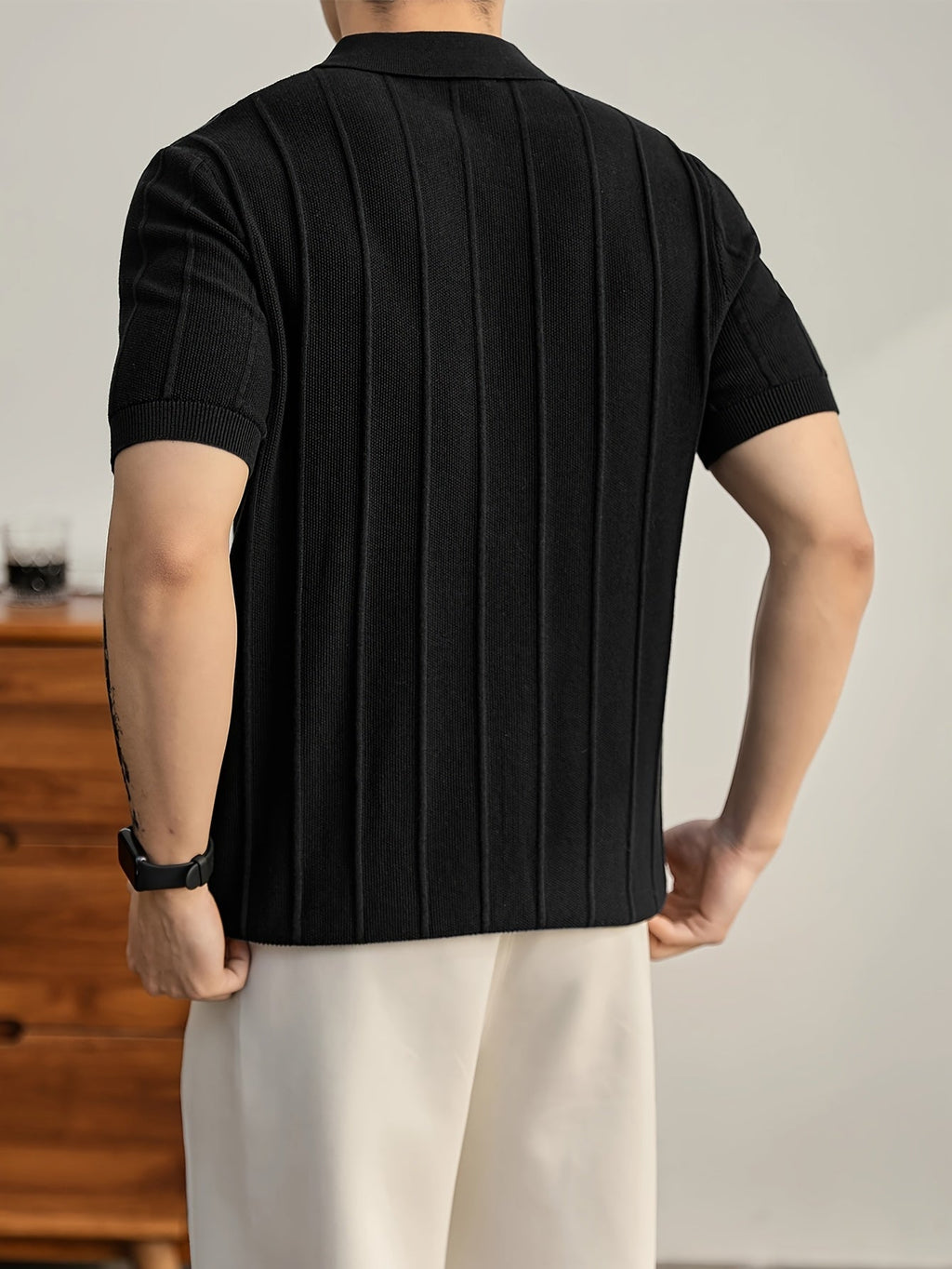 Leo Textured Knit Polo Shirt