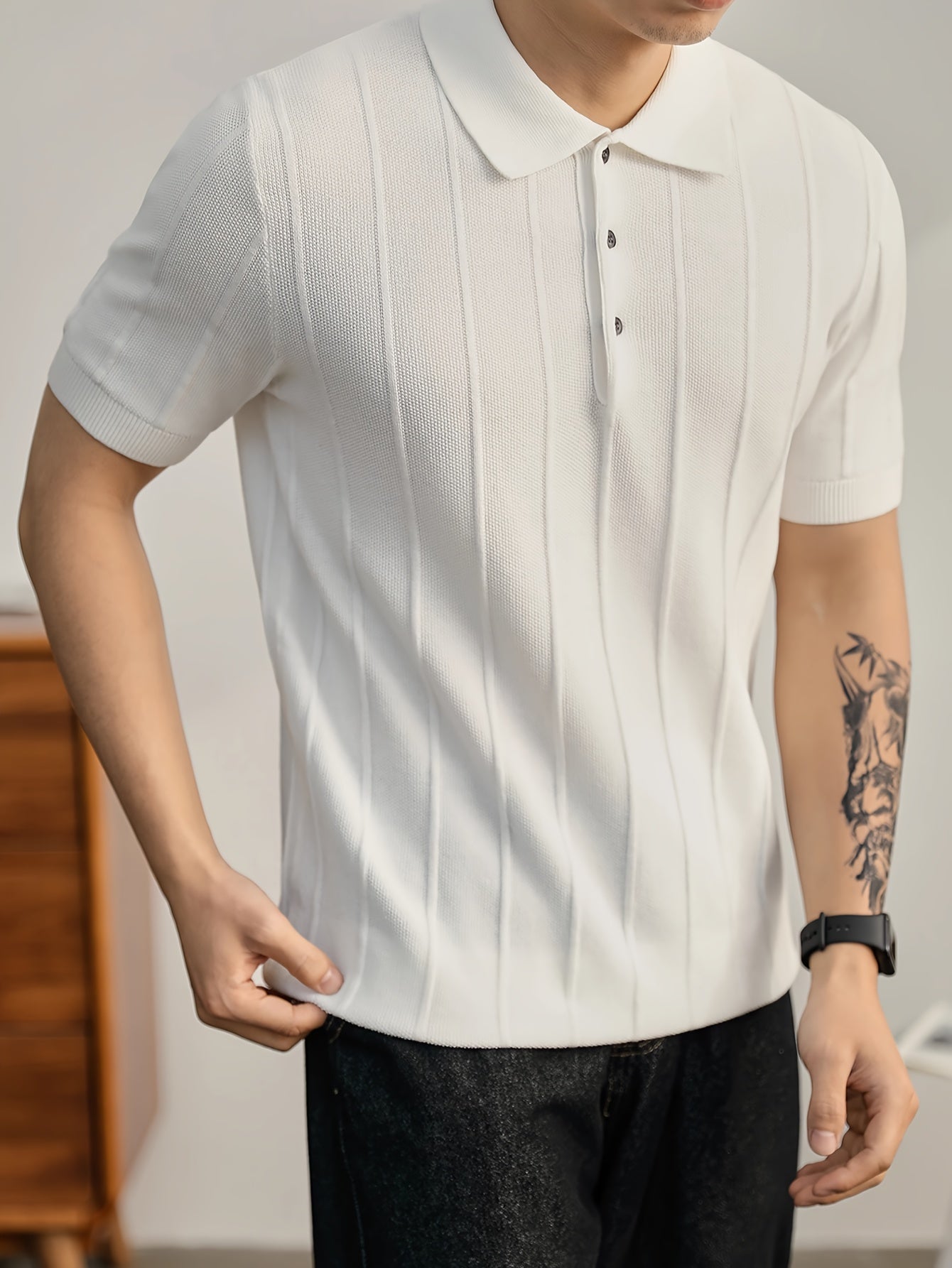 Leo Textured Knit Polo Shirt