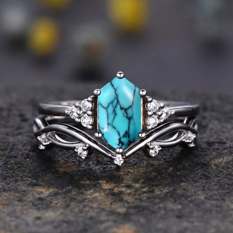 Set Anillos Cresta Marina Elarin | Golden Blanco