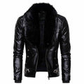 Punk Detachable Fur Collar Thickened PU Leather Jacket