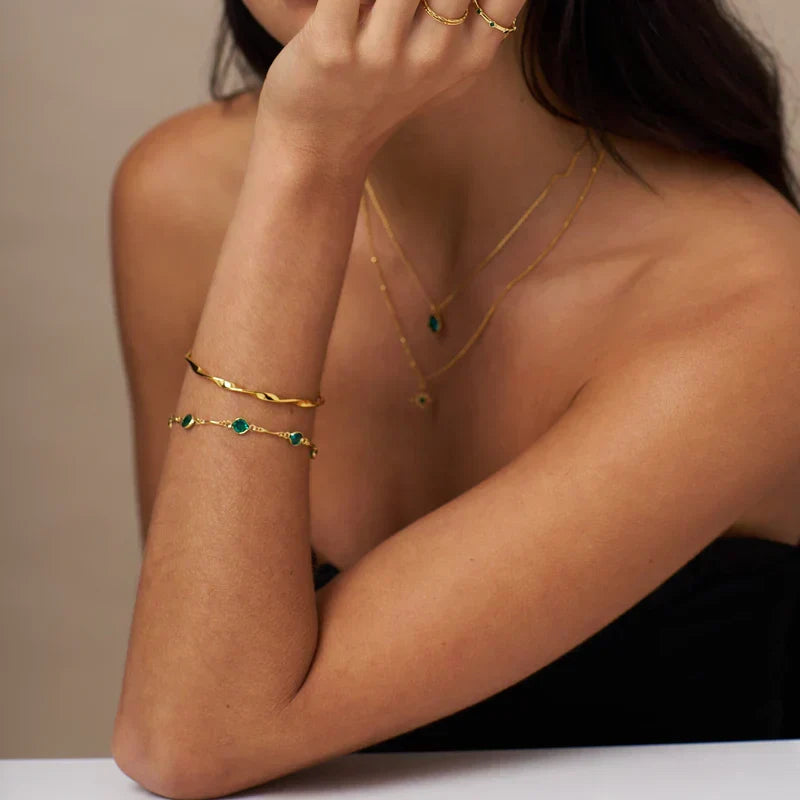 Pulsera Cadena Eslabón Esmeralda | Golden