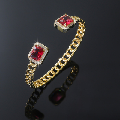Pulsera Abierta Veloria Rubí | Golden (1/3)