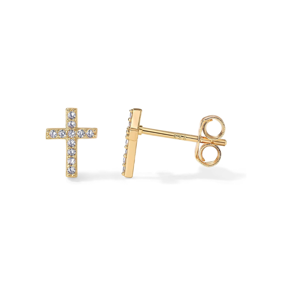 Pendientes Studs Cruz Pavé | Golden