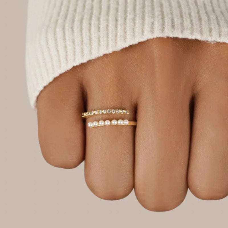 Anillo Abierto de Perla y Cristal Virelle | Golden (2/3)