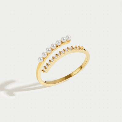 Anillo Abierto de Perla y Cristal Virelle | Golden (3/3)
